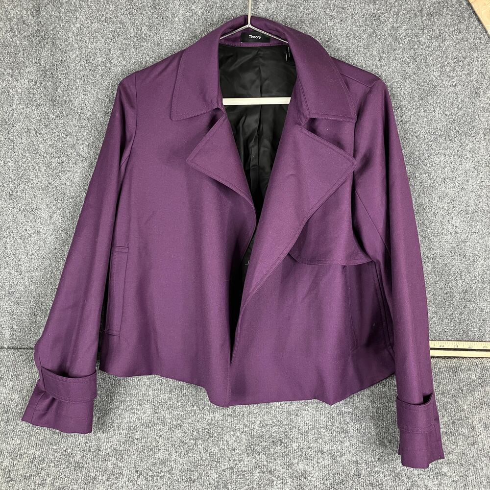 Theory Women's Purple Wool-Blend Cropped Jacket